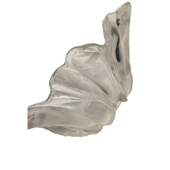 Leaf Shaped Textured Heavy Glass Serving Dish 12 In x 14 In x 5 In Tall Vintage - Picture 6 of 6